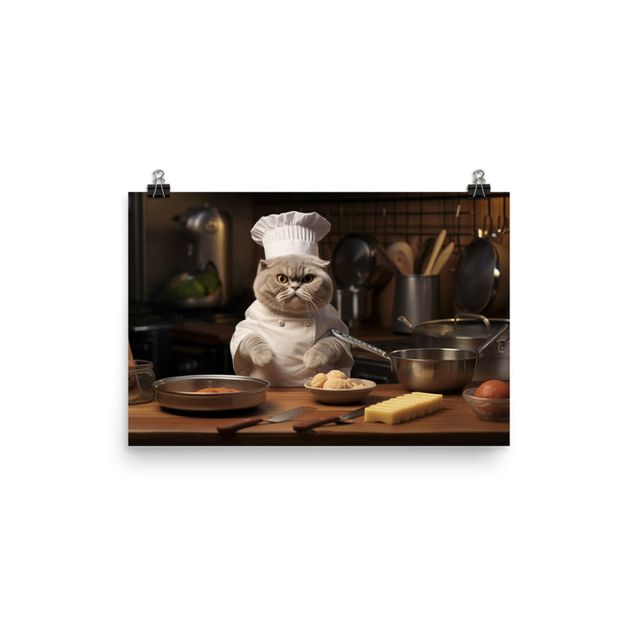 Scottish Fold Chef Photo paper poster - PosterfyAI.com