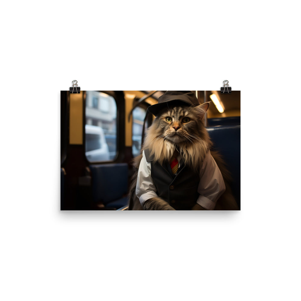 Maine Coon Transit Operator Photo paper poster - PosterfyAI.com