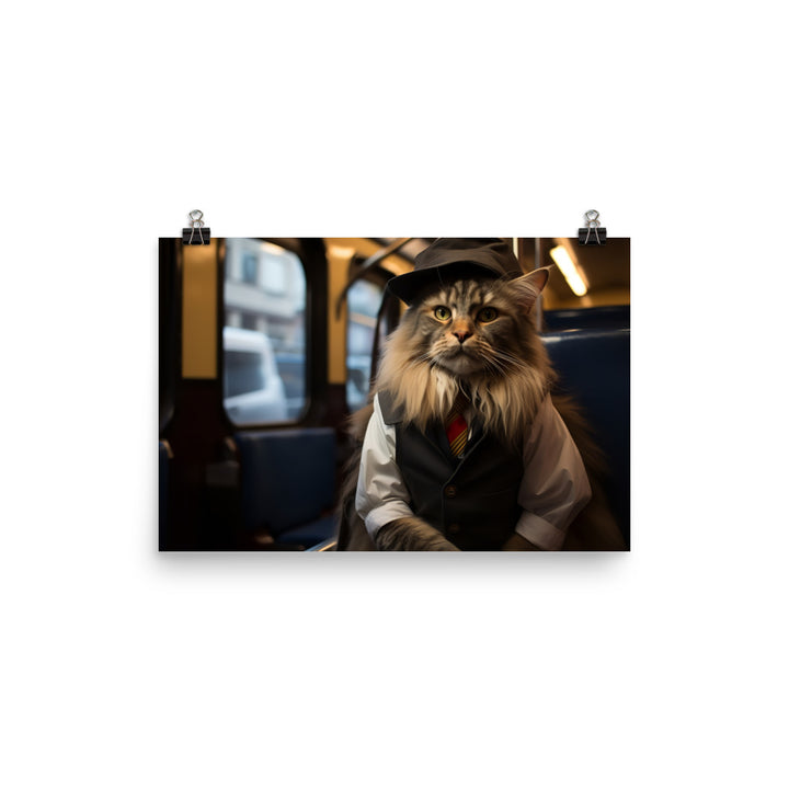 Maine Coon Transit Operator Photo paper poster - PosterfyAI.com