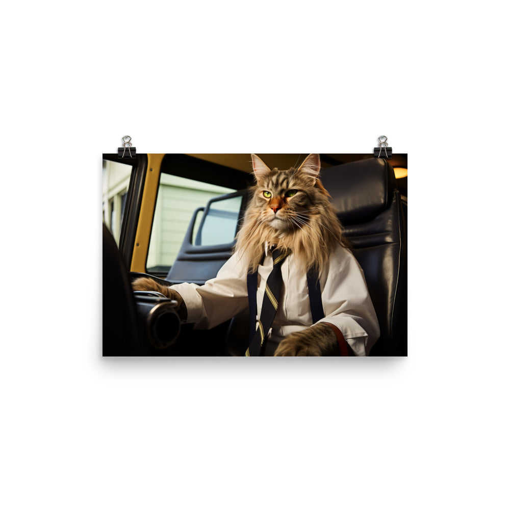 Maine Coon Transit Operator Photo paper poster - PosterfyAI.com