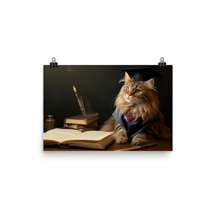 Maine Coon Student Photo paper poster - PosterfyAI.com