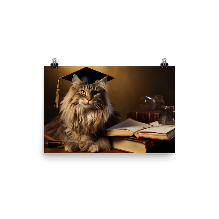 Maine Coon Student Photo paper poster - PosterfyAI.com