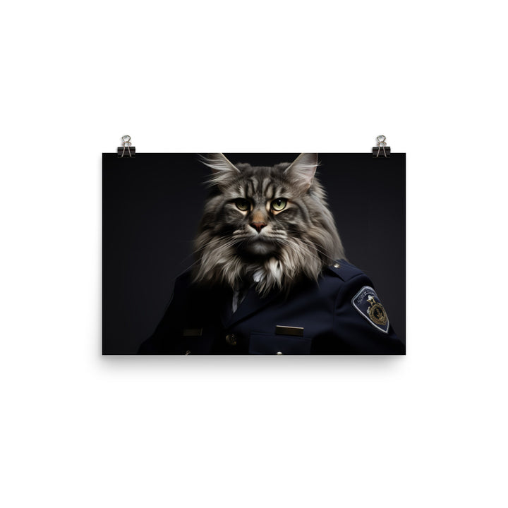 Maine Coon Security Officer Photo paper poster - PosterfyAI.com