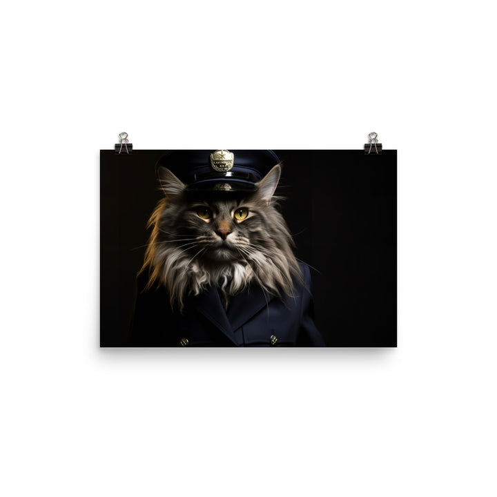 Maine Coon Security Officer Photo paper poster - PosterfyAI.com