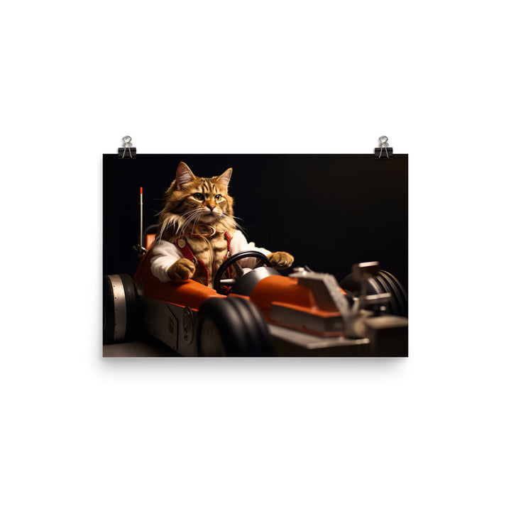 Maine Coon Motorsport Athlete Photo paper poster - PosterfyAI.com