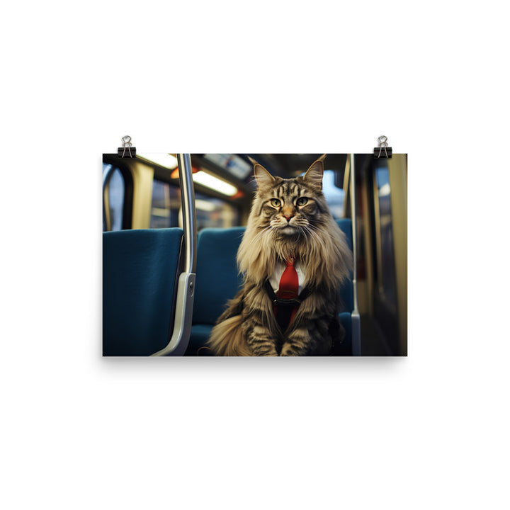 Maine Coon Transit Operator Photo paper poster - PosterfyAI.com