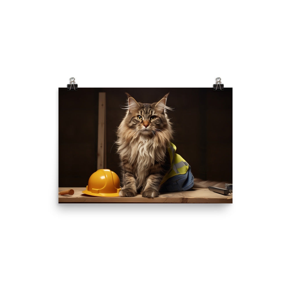 Maine Coon Contractor Photo paper poster - PosterfyAI.com