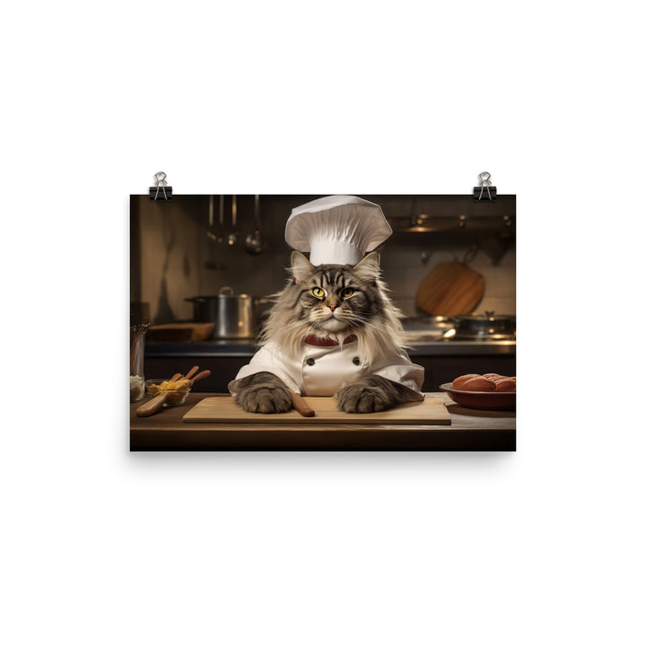 Maine Coon Chef Photo paper poster - PosterfyAI.com