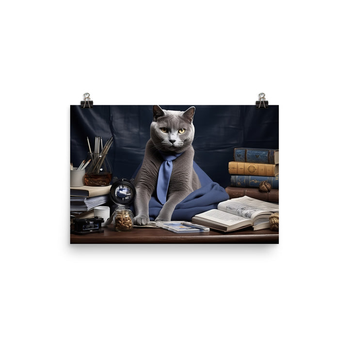 Russian Blue Student Photo paper poster - PosterfyAI.com