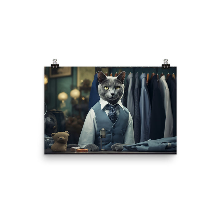 Russian Blue Sales Consultant Photo paper poster - PosterfyAI.com