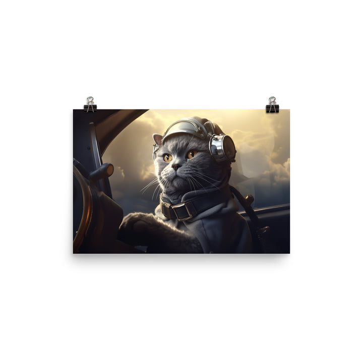 Russian Blue Pilot Photo paper poster - PosterfyAI.com