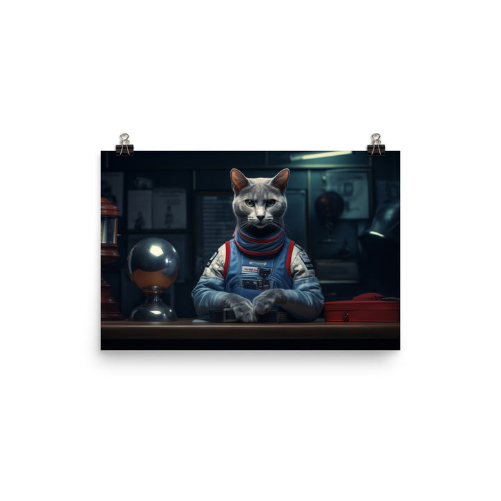 Russian Blue Motorsport Athlete Photo paper poster - PosterfyAI.com