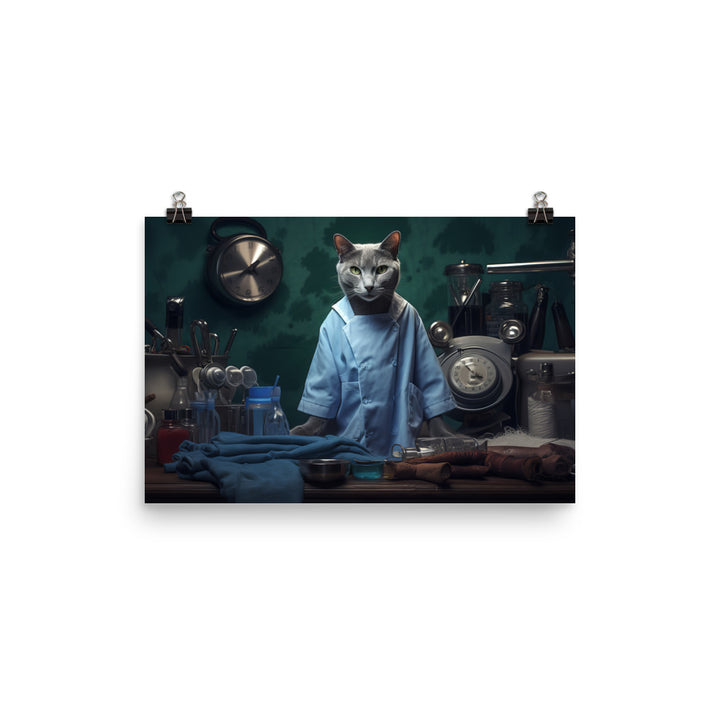 Russian Blue Doctor Photo paper poster - PosterfyAI.com