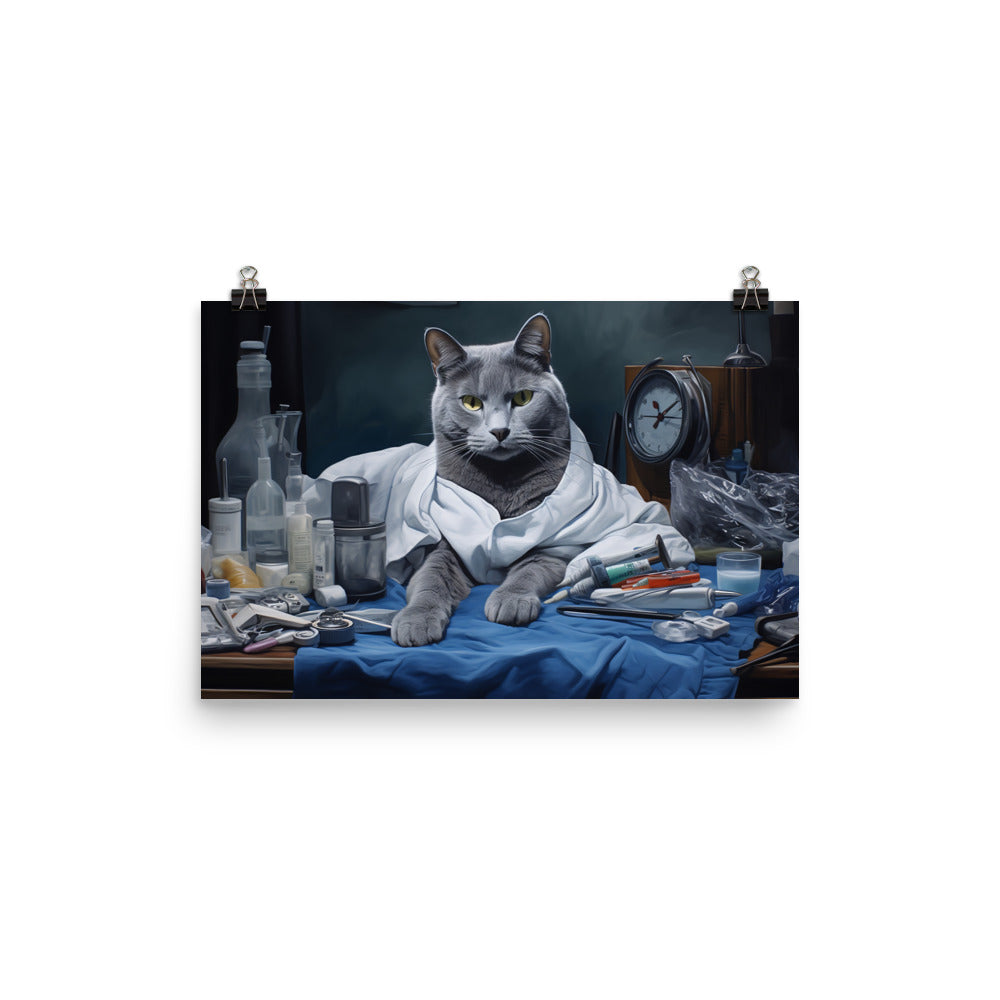 Russian Blue Doctor Photo paper poster - PosterfyAI.com
