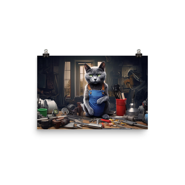 Russian Blue Contractor Photo paper poster - PosterfyAI.com