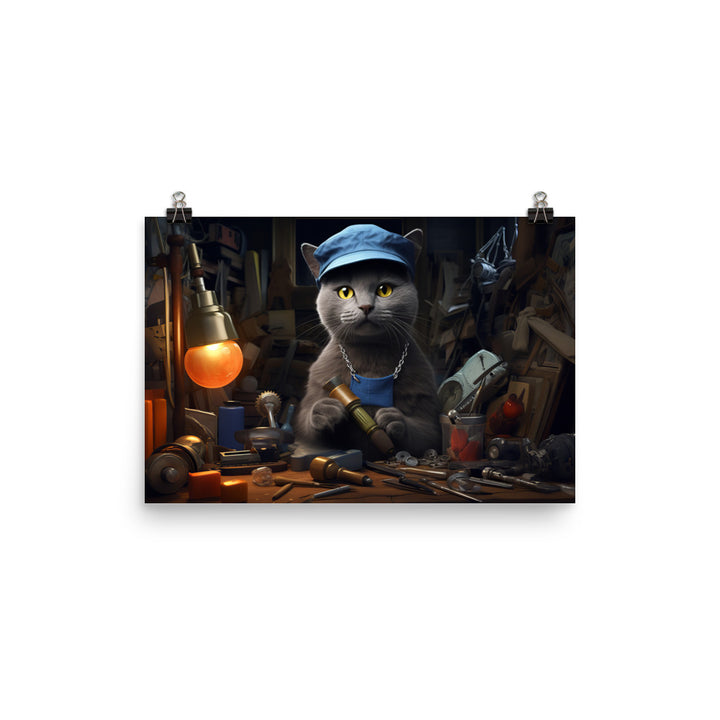 Russian Blue Contractor Photo paper poster - PosterfyAI.com