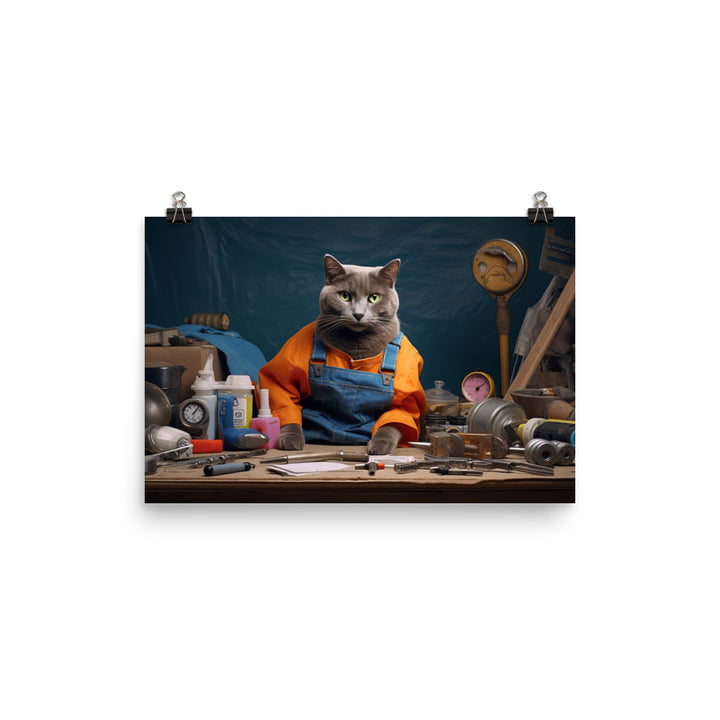 Russian Blue Contractor Photo paper poster - PosterfyAI.com