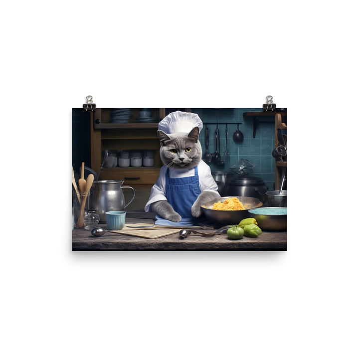 Russian Blue Chef Photo paper poster - PosterfyAI.com
