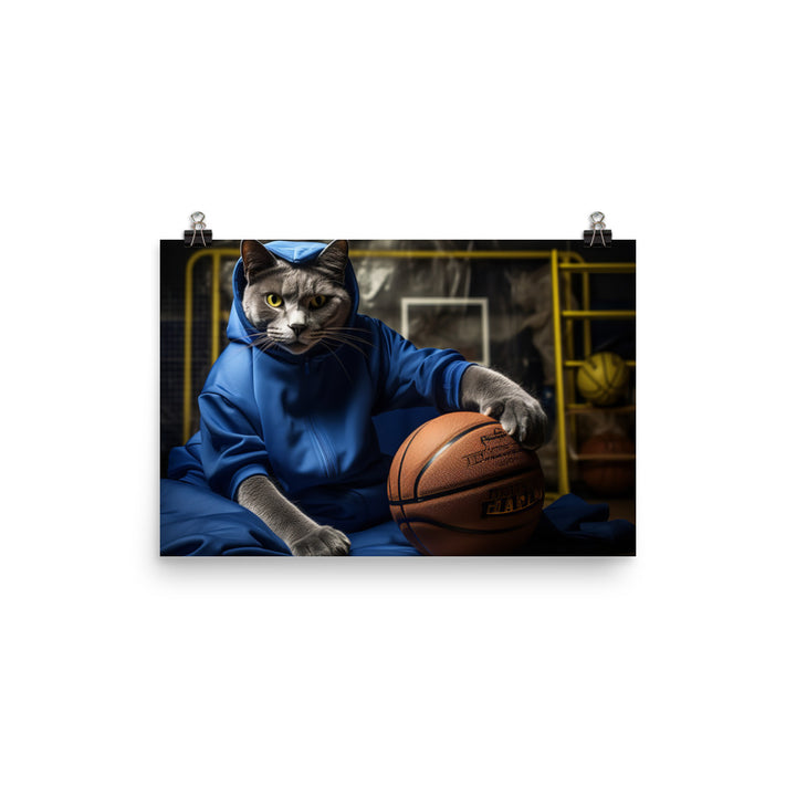 Russian Blue Basketball Photo paper poster - PosterfyAI.com