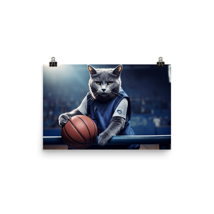 Russian Blue Basketball Photo paper poster - PosterfyAI.com