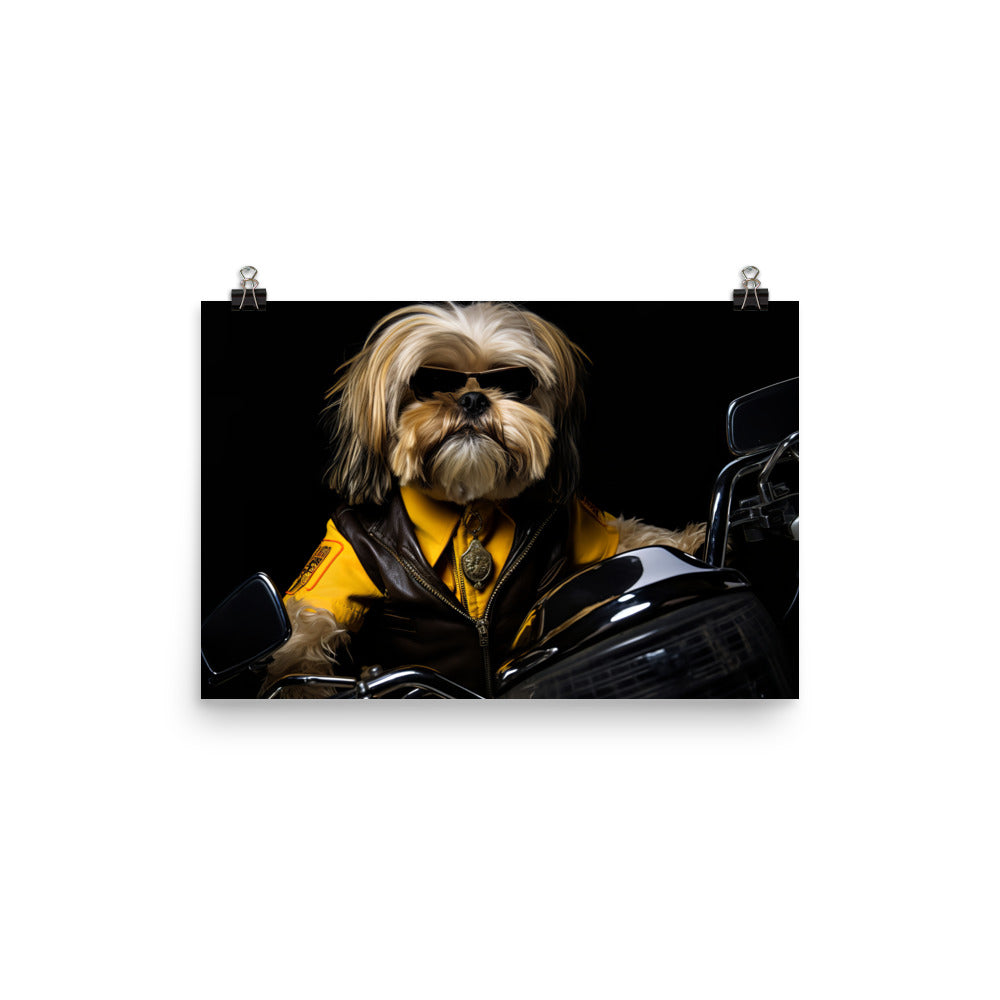 Lhasa Apso Superbike Athlete Photo paper poster - PosterfyAI.com