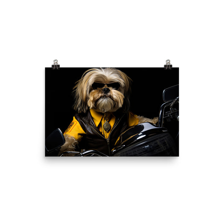 Lhasa Apso Superbike Athlete Photo paper poster - PosterfyAI.com