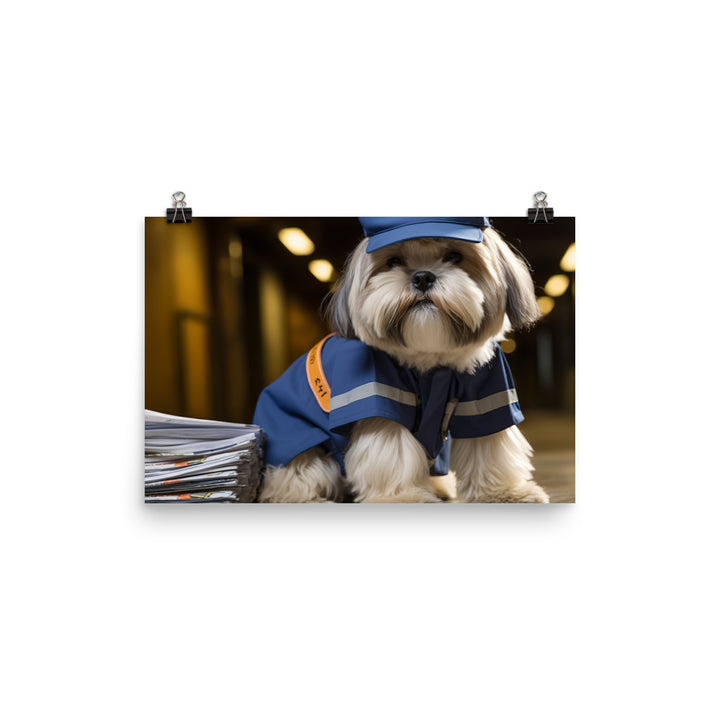 Lhasa Apso Mail Carrier Photo paper poster - PosterfyAI.com