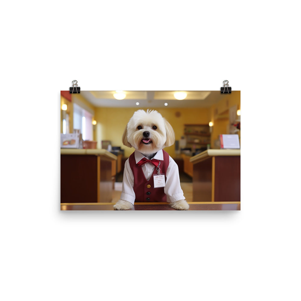 Lhasa Apso Hotel Staff Photo paper poster - PosterfyAI.com