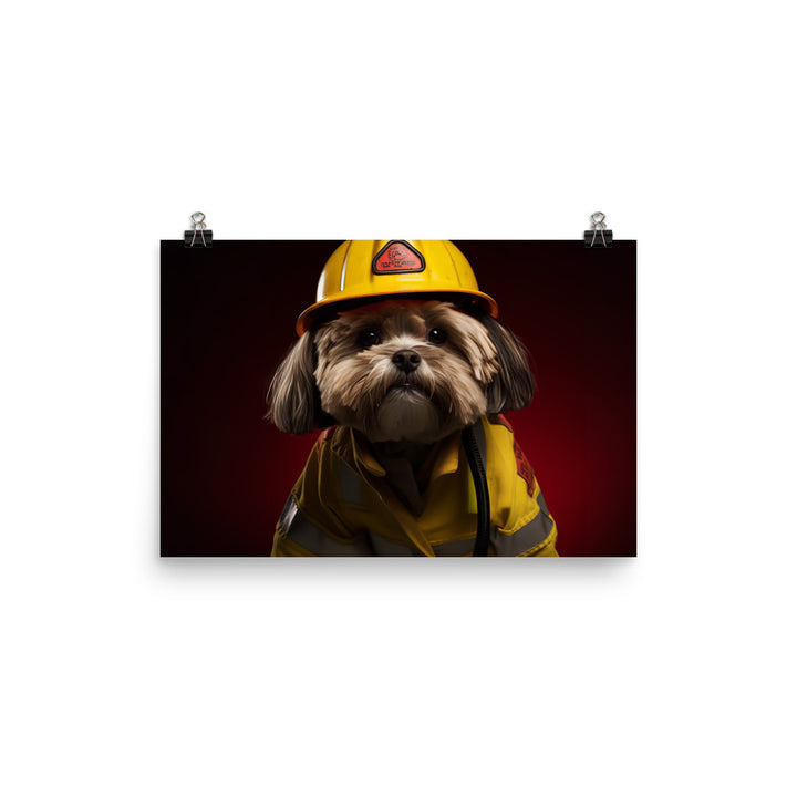 Lhasa Apso Firefighter Photo paper poster - PosterfyAI.com