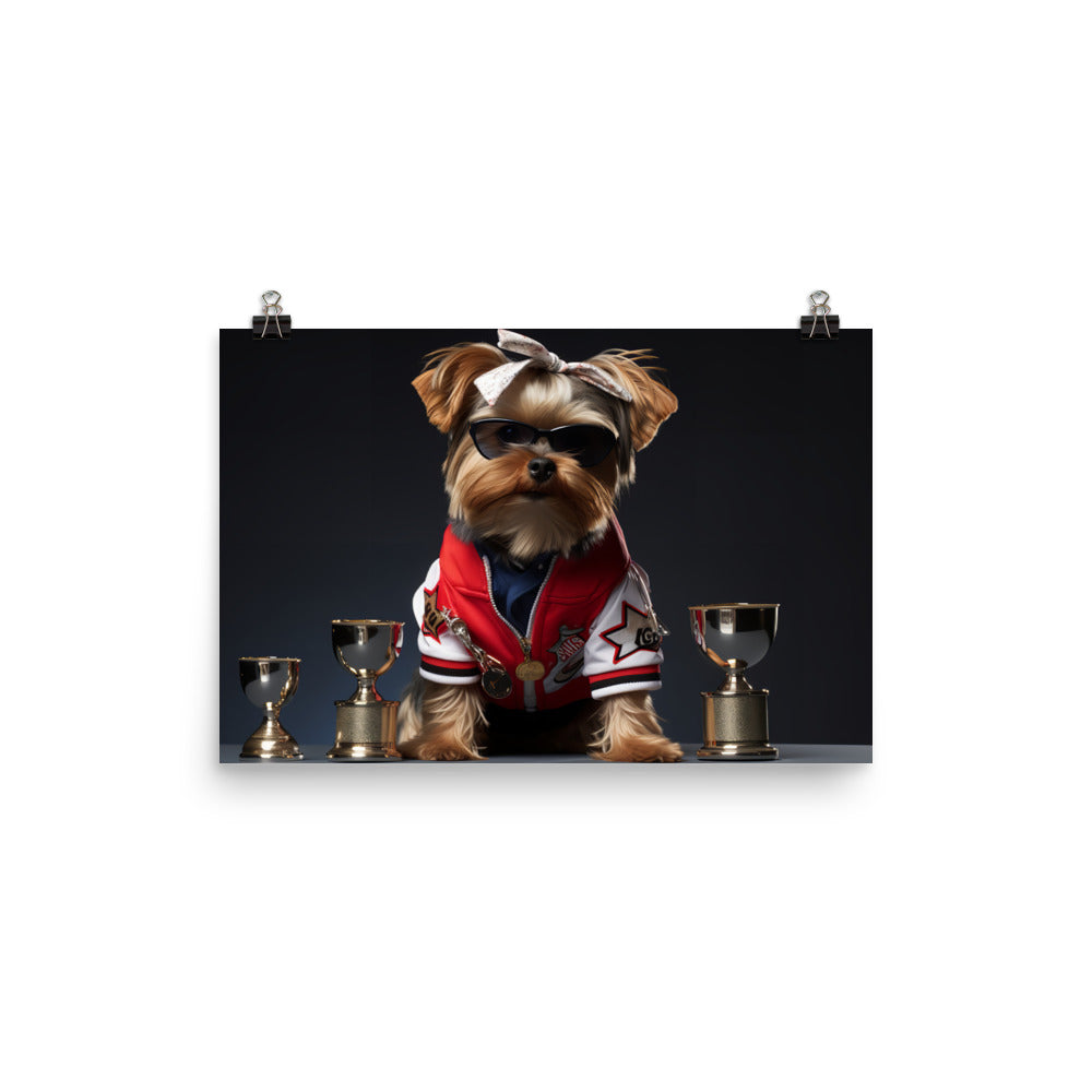 Yorkshire Terrier Motorsport Athlete Photo paper poster - PosterfyAI.com