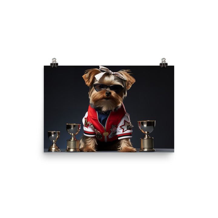 Yorkshire Terrier Motorsport Athlete Photo paper poster - PosterfyAI.com