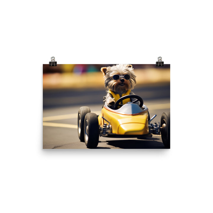 Yorkshire Terrier Motorsport Athlete Photo paper poster - PosterfyAI.com