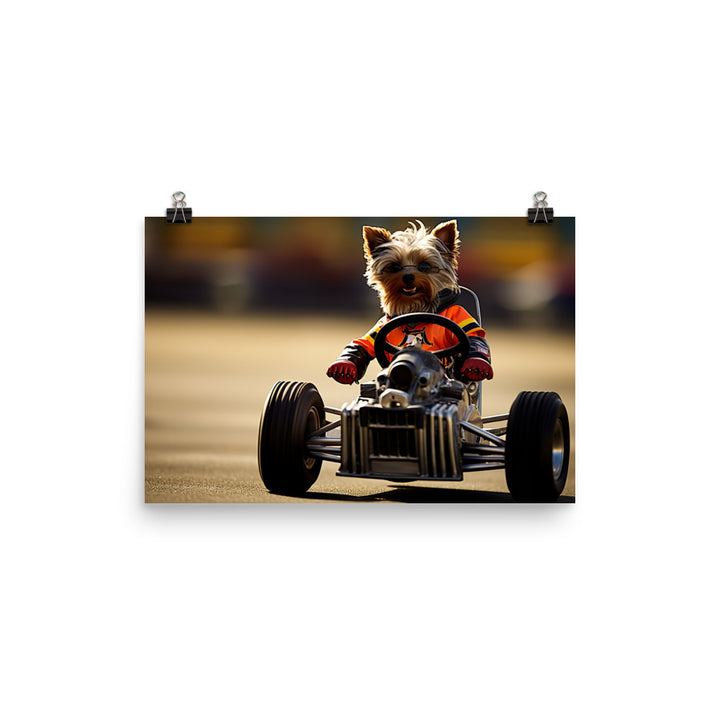 Yorkshire Terrier Motorsport Athlete Photo paper poster - PosterfyAI.com