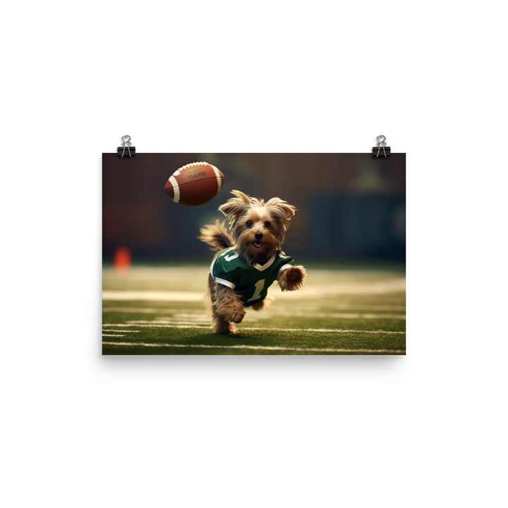 Yorkshire Terrier Football Player Photo paper poster - PosterfyAI.com