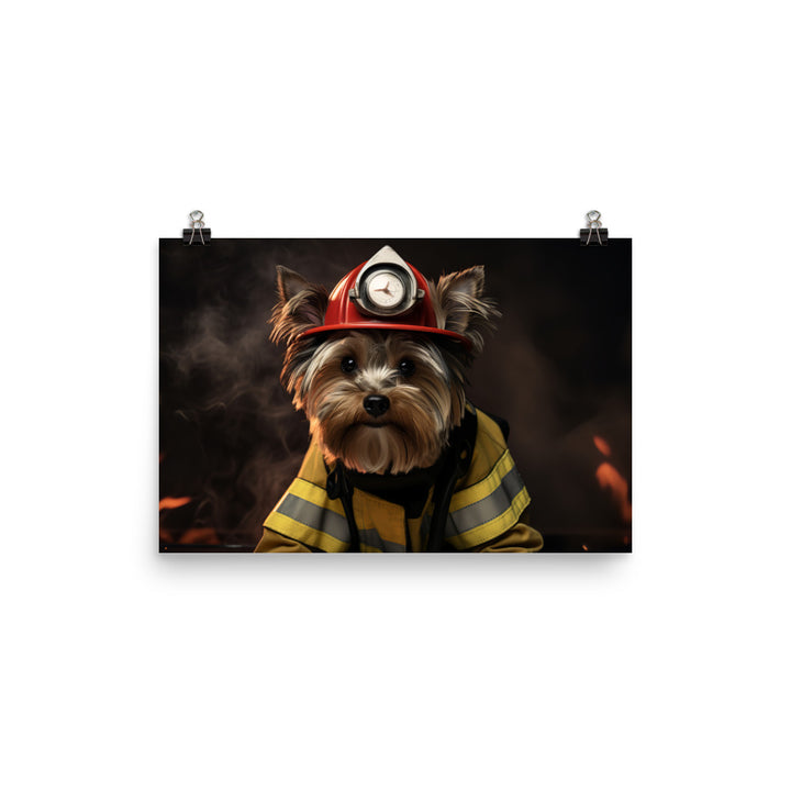 Yorkshire Terrier Firefighter Photo paper poster - PosterfyAI.com
