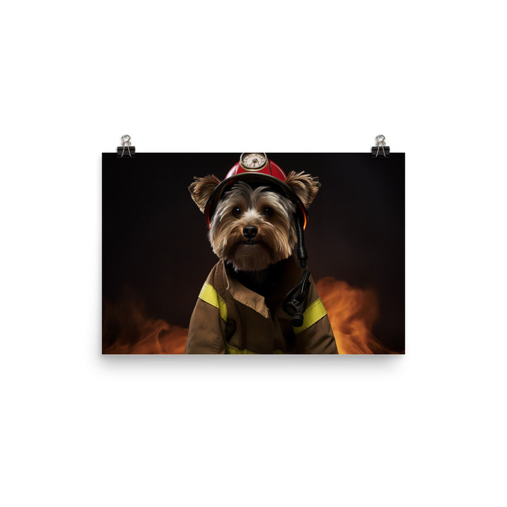 Yorkshire Terrier Firefighter Photo paper poster - PosterfyAI.com