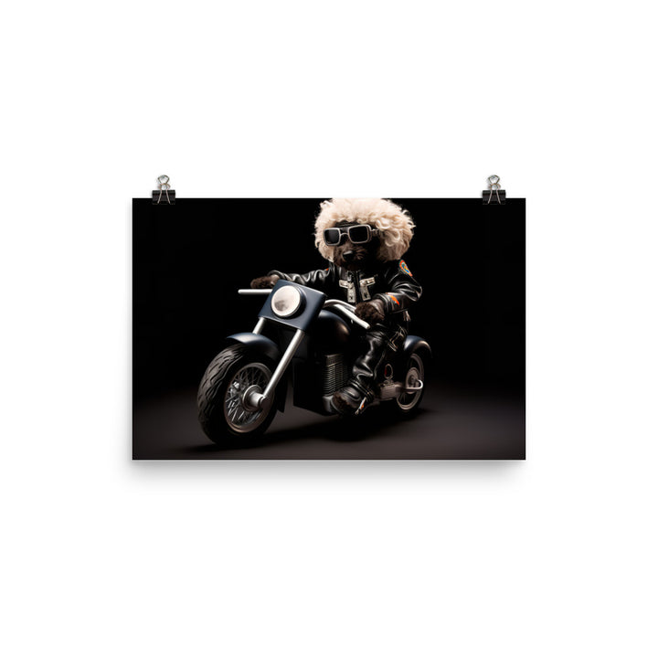 Poodle Superbike Athlete Photo paper poster - PosterfyAI.com