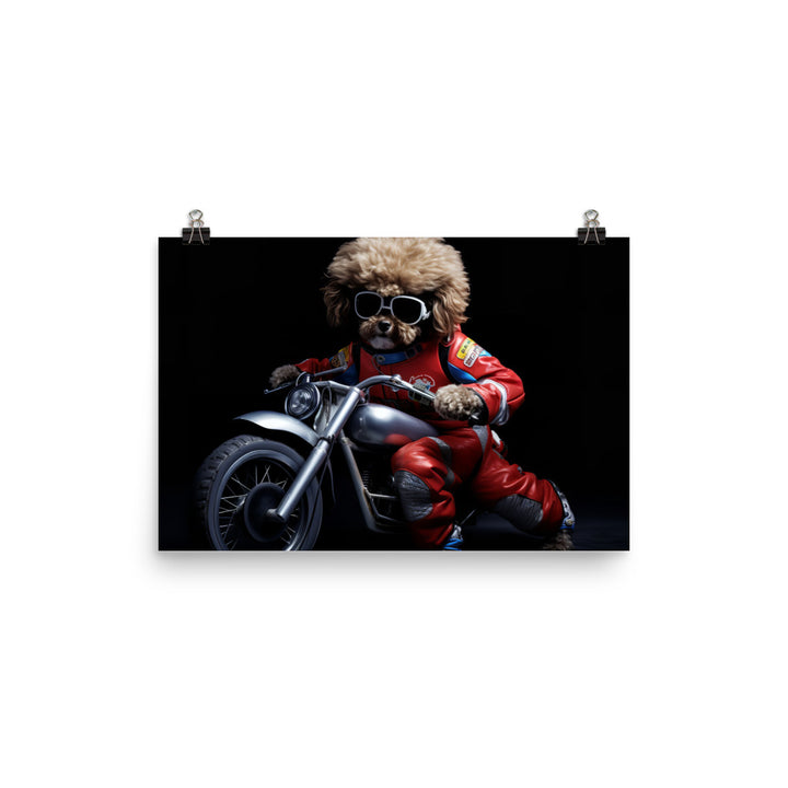 Poodle Superbike Athlete Photo paper poster - PosterfyAI.com
