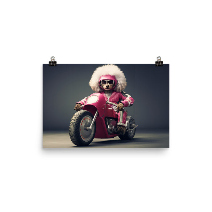 Poodle Superbike Athlete Photo paper poster - PosterfyAI.com