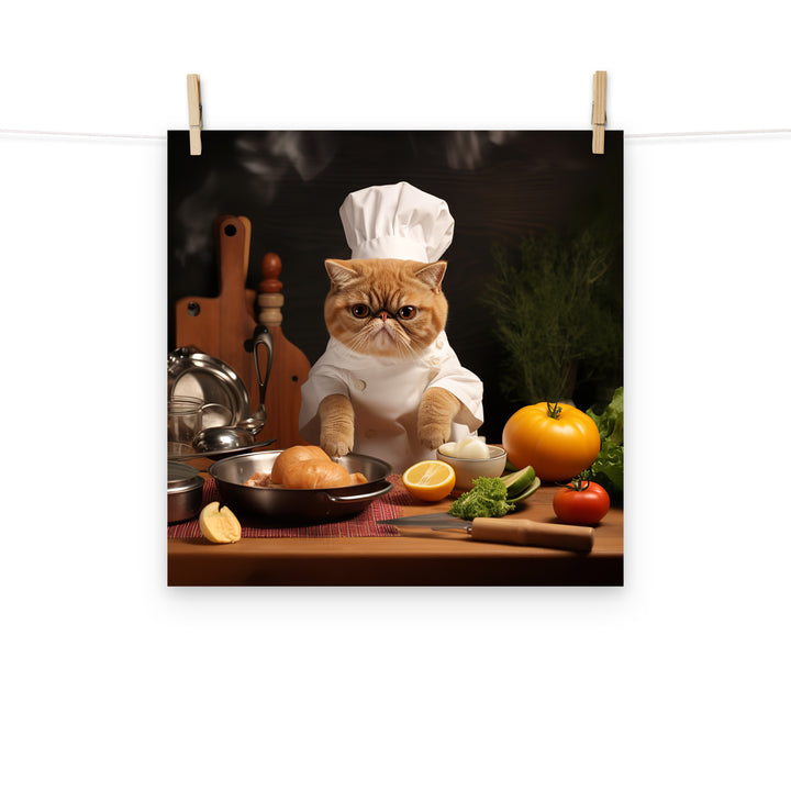 Exotic Shorthair Chef Photo paper poster - PosterfyAI.com