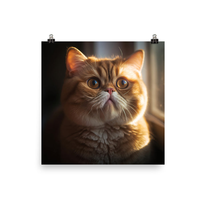 Exotic Shorthair Cat with Big Round Eyes Photo paper poster - PosterfyAI.com