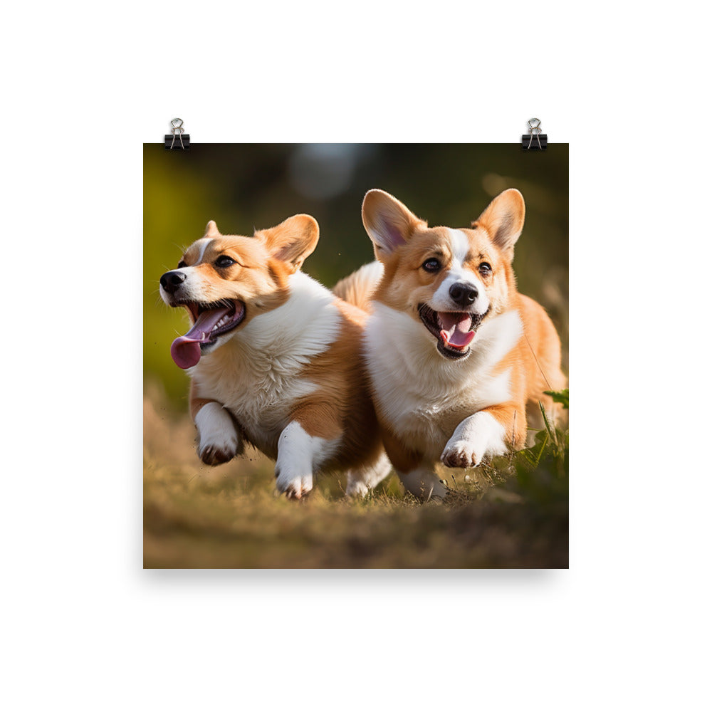 Welsh Corgi Best Friends Photo paper poster - PosterfyAI.com