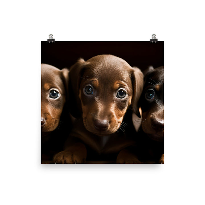 Cute and Curious Dachshund Puppies Photo paper poster - PosterfyAI.com