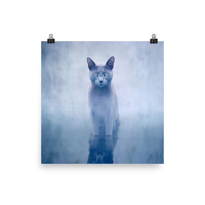 Mysterious World of Russian Blue Cat Photo paper poster - PosterfyAI.com
