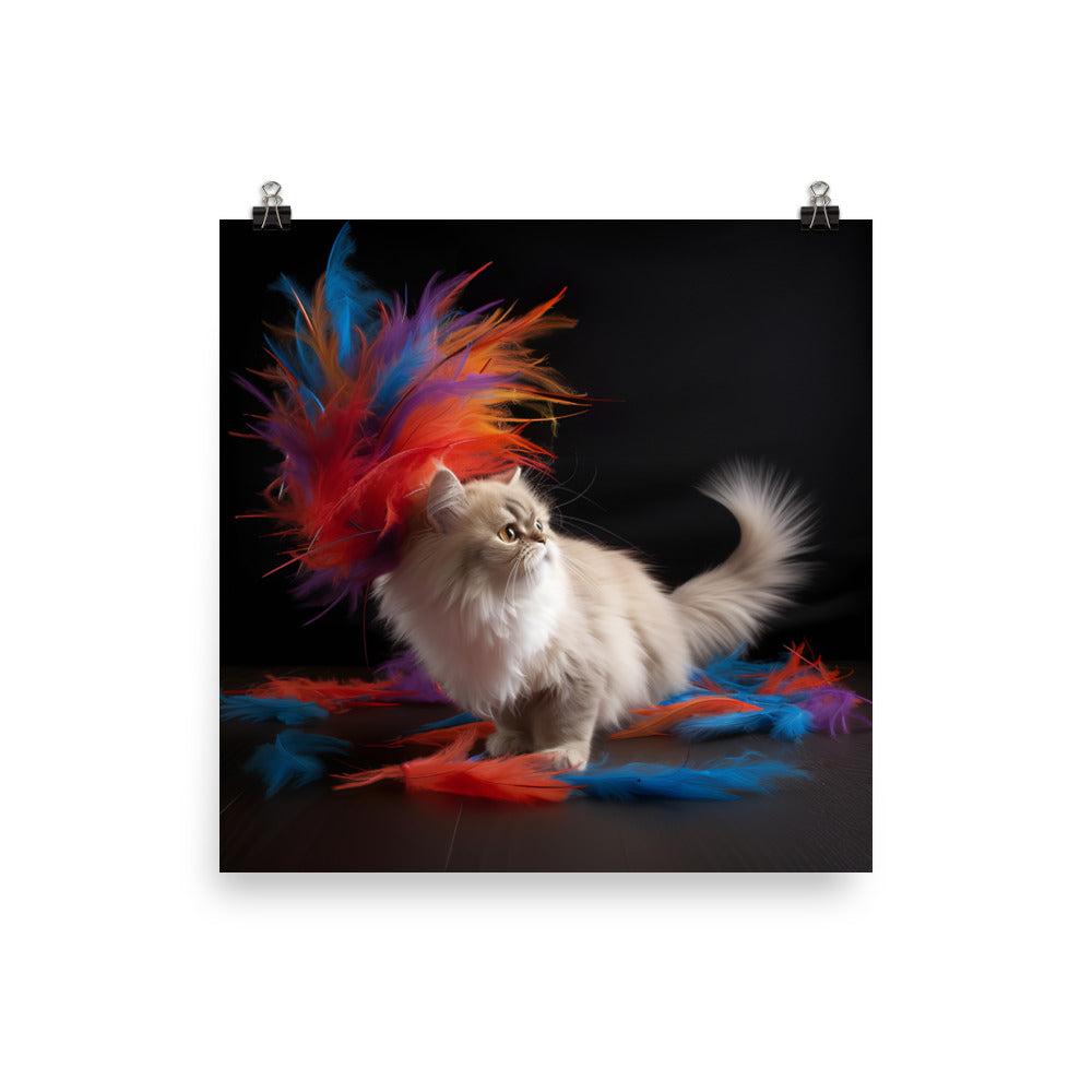 Persian Cat Playtime Photo paper poster - PosterfyAI.com