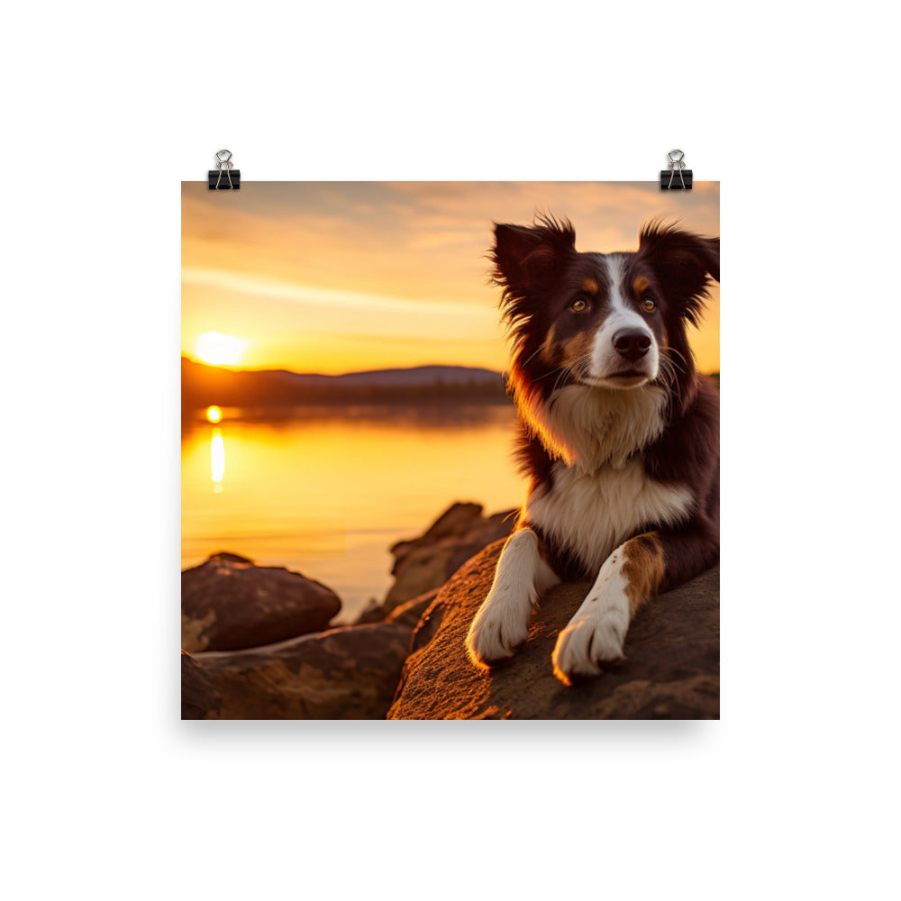 Border Collie at Sunset Photo paper poster - PosterfyAI.com