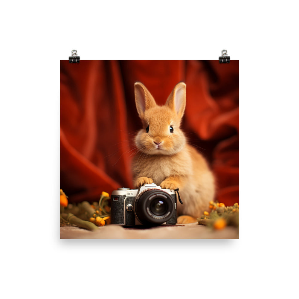 Mini Satin Bunnys Enchanting Inquisitiveness Photo paper poster - PosterfyAI.com