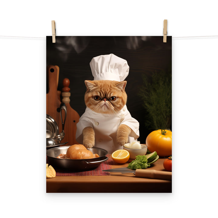 Exotic Shorthair Chef Photo paper poster - PosterfyAI.com
