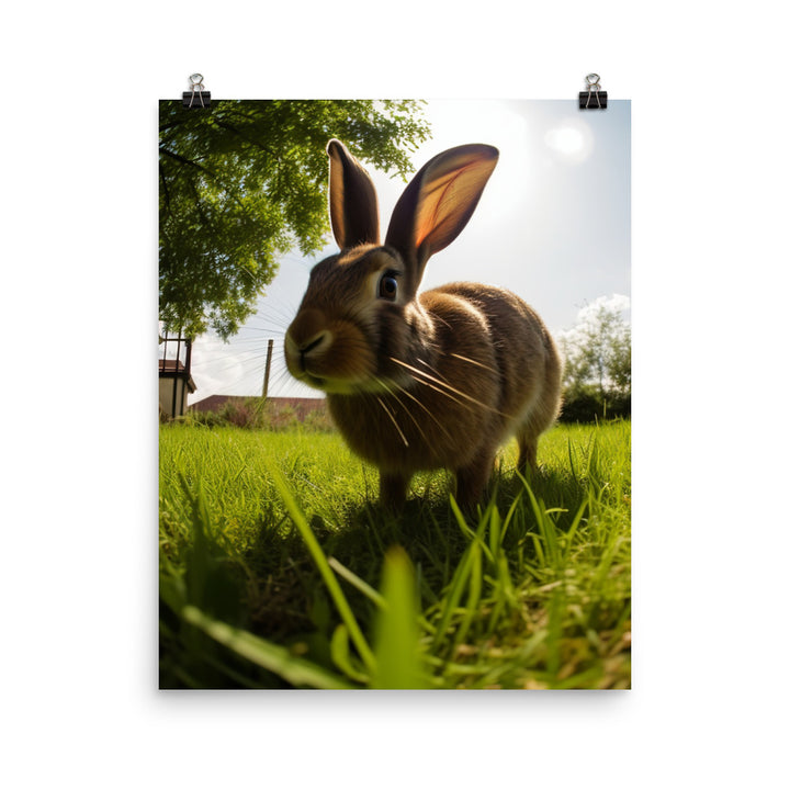 Flemish Giant Rabbit Outdoors Photo paper poster - PosterfyAI.com