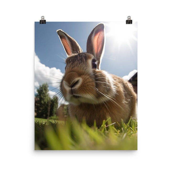 Flemish Giant Rabbit Outdoors Photo paper poster - PosterfyAI.com